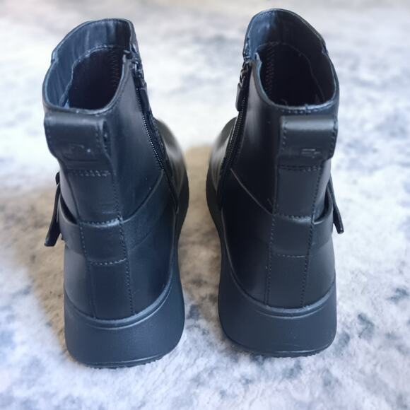 FitFlop F-Mode Folded-Knot Leather Flatform Chelsea Boots Black Size 10 - Picture 8 of 11